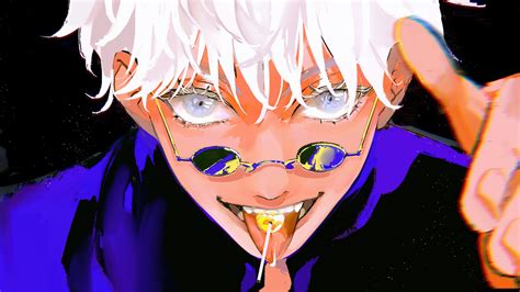 Blue Eyes Boy Glasses Jujutsu Kaisen Satoru Gojo White Hair 4k Hd