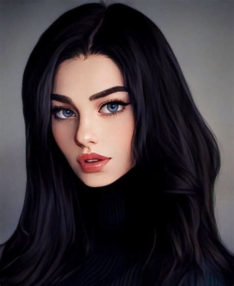 pin by lika krutaia on ИЛЛЮСТРАЦИИ №1 in 2022 digital art girl black hair green eyes