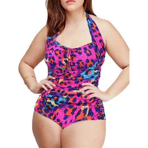 European Plus Size Monokini Sexy Print Womens One Piece Swimsuit Large Size Bathing Suits Woman
