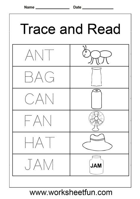 Three Letter Words Tracing Worksheets