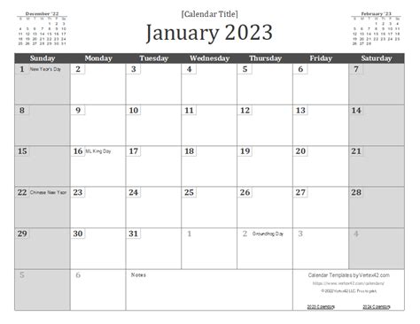 Printable Wall Calendar 2023 Free
