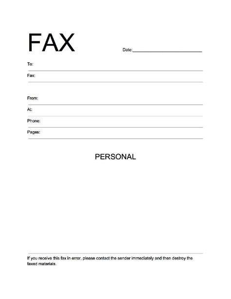 Fax Cover Sheet Template Fillable