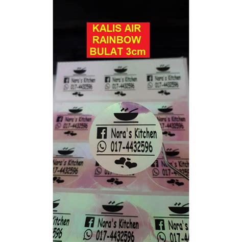 Sticker Nama 💢kalis Air 💢cute 💢 Tahan Bulat 3cm Rainbow Shopee Malaysia