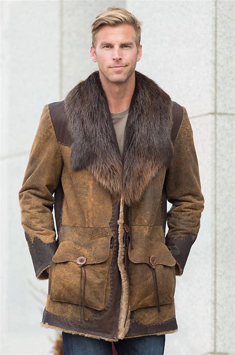 The Rustic Look Of The Longfellow Distressed Shearling Sheepskin Coat