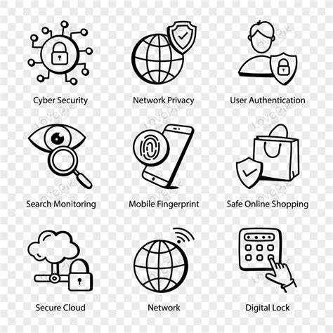 Pack Of Data Security Doodle Icons Png Free Download And Clipart Image