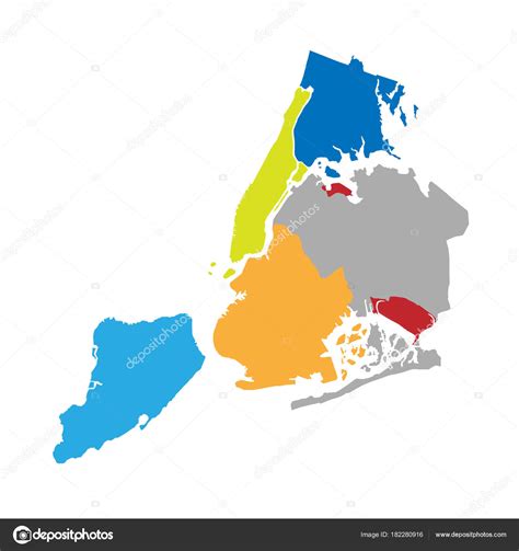New York Boroughs Map Nyc Administrative Divisions And Distric Stock