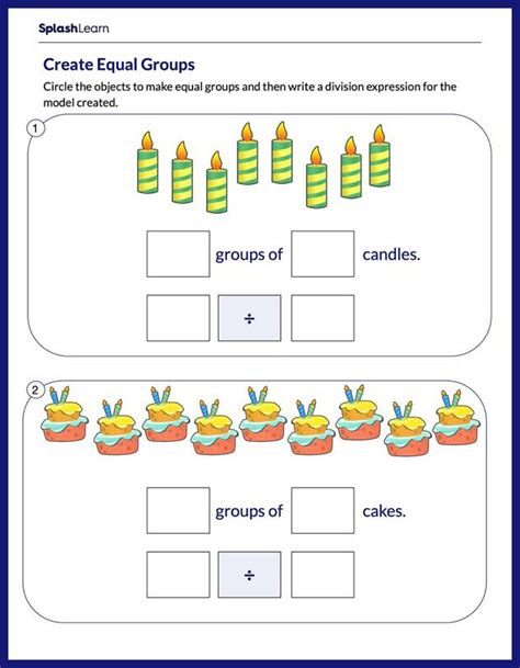 Write Division Expression For The Equal Groups Math Worksheets