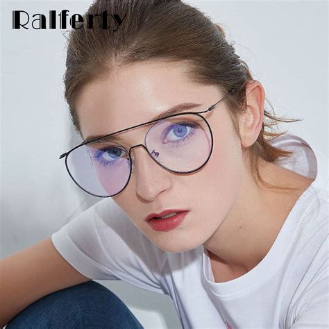ralferty unique round eyeglasses frames women metal eyewear frame oversized prescription glasses