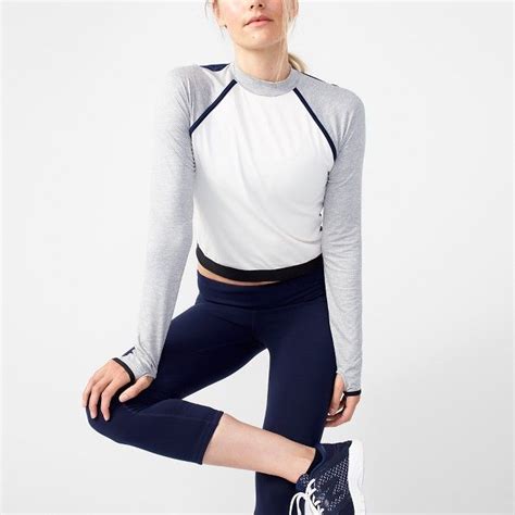 New Balance For Jcrew Long Sleeve Colorblock Crop Top Athleisure