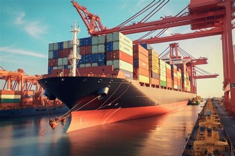 Premium Ai Image International Shipping Scene Container Ship Being
