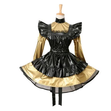 French Maid Girl Sissy Lockable Yellow Pvc Dress Cosplay Costume Tailor Made 6999 Picclick