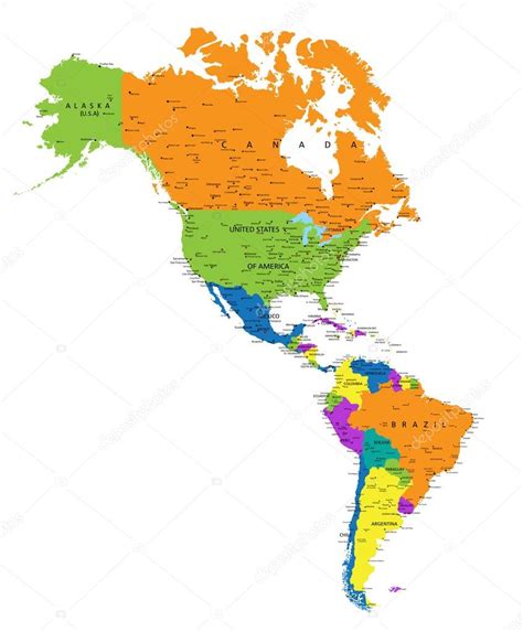 Colorful Americas Political Map — Stock Vector © Delpieroo 76116283