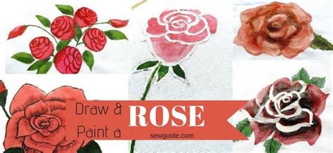 Painting tutorial on how to paint red rose the easiest way using 4 colors. How to draw and paint a {ROSE} : 6 easy designs - Sew Guide