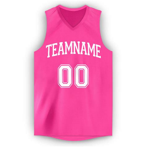 Custom Pink White V Neck Basketball Jersey Fiitg