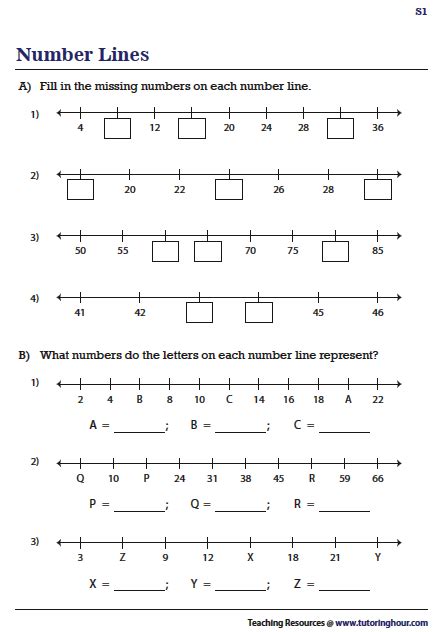 Missing Numbers On A Number Line Free Worksheets