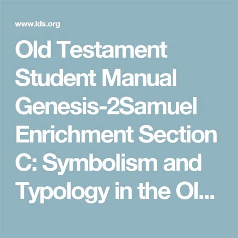 Old Testament Student Manual Genesis 2samuel Enrichment Section C
