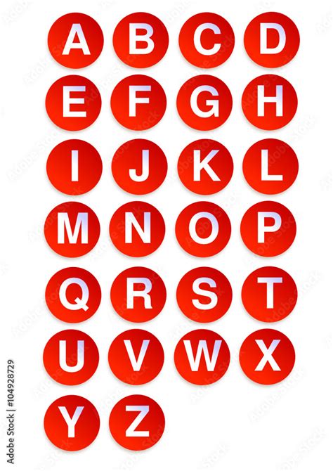 Alphabet Letters In Red Circles Stock Vector Adobe Stock