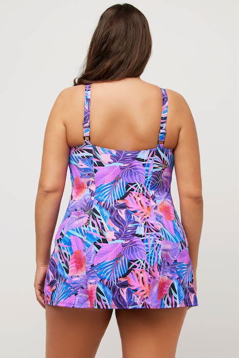 Tropical Floral Print Skirted Swimsuit Swimsuits Swimwear