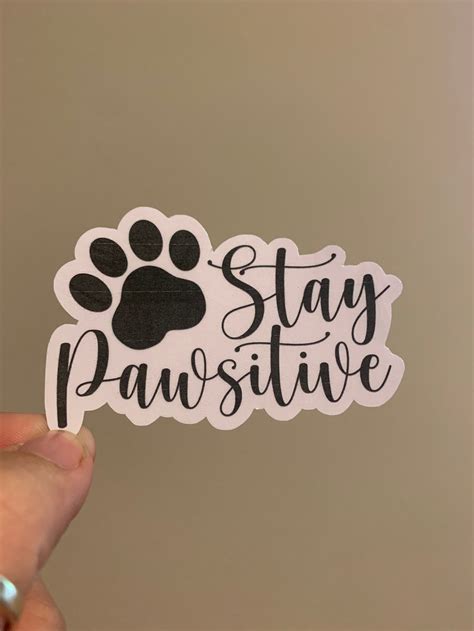 Stay Pawsitive Vinyl Glossy Waterproof Sticker Dog Puppy Paw Etsy