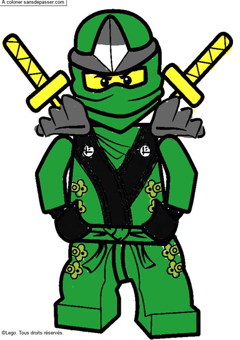 Sélection de coloriages de tortues ninja à imprimer. Coloriage Lloyd - Ninjago vert - Sans Dépasser