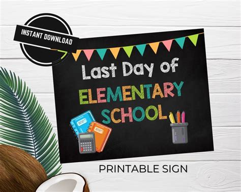 Last Day Of Elementary School 2021 Printable Sign Poster Etsy Last