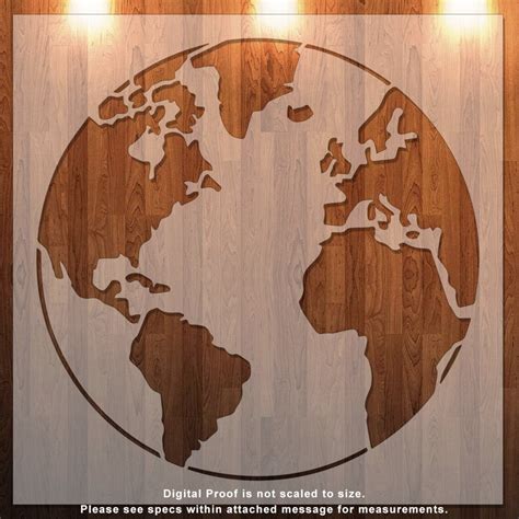 Earth World Map Globe Continents Stencil Durable Etsy Singapore