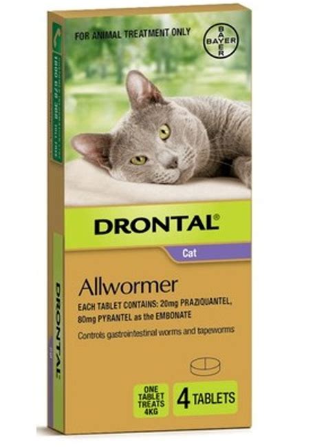 Drontal Allwormer Tablets For Cats Up To 8 Lbs Up To 4 Kg 4 Tablets