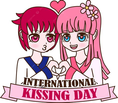 Gráfico Del Día Internacional Del Beso En Estilo Manga Png Día Internacional Del Beso Día Del
