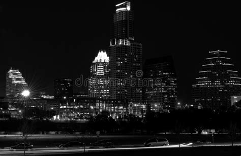 Austin Texas Dark Night Cityscape Monochrome Image Stock Image Du