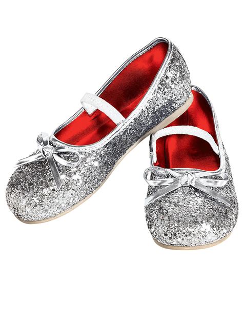 Girls Silver Glitter Ballet Shoes Child