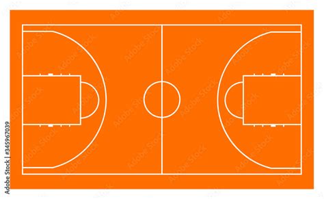 Basketball Court Lines Standard Basketball Field Vector Stock Vector