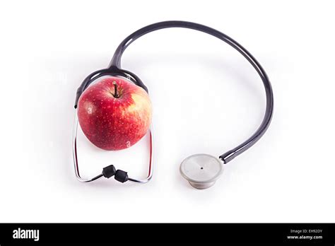 Medical Stethoscope And Apple Fruits Dieting Nobody Stock Photo Alamy