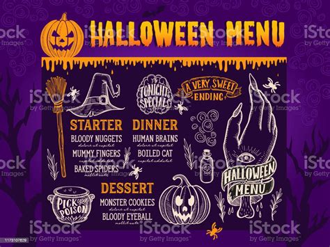 Halloween Food Menu For Scary Party Stock Illustration - Download Image
