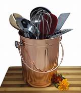 Utensil Holder Caddy Crock to Organize Kitchen Tools - Copper Kitchen ...