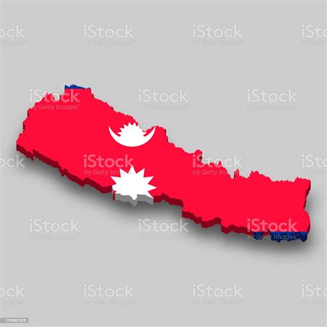 3d Isometric Map Of Nepal With National Flag Stock Illustration Download Image Now Istock