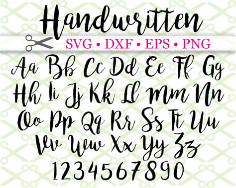 Handwritten Script Svg Font Cricut And Silhouette Files Svg Dxf Eps Png