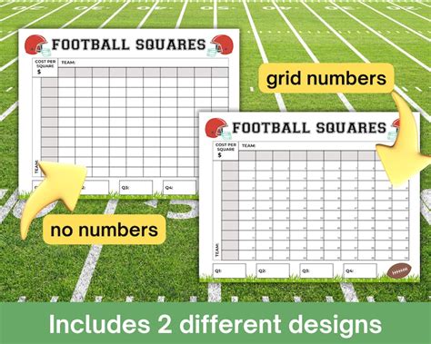 Football Squares Printable Football Squares Fundraiser 100 Square