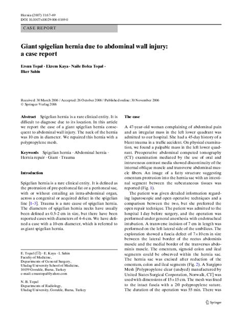 Pdf Giant Spigelian Hernia Due To Abdominal Wall Injury A Case