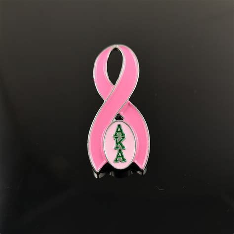 Aka Greek Divin Pink And Green Breast Cancer Awareness Ribbon Metal