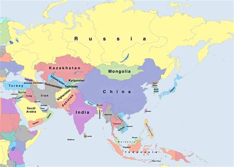 Mapa Evropy A Asie Státy Paklenica Mapa