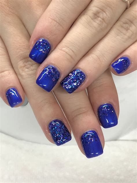 Royal Blue Glitter Gel Nails Light Elegance Justice And After Midnight