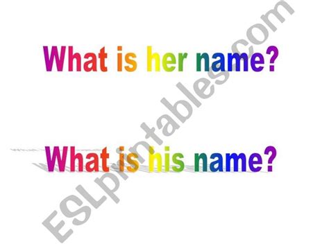 Esl English Powerpoints What Is Hisher Name