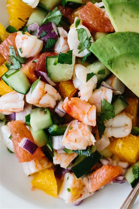 Loaded up with fresh veggies, jalapeno, lime and tomato juices, serve with tortilla chips. Citrus Shrimp Ceviche | Downshiftology