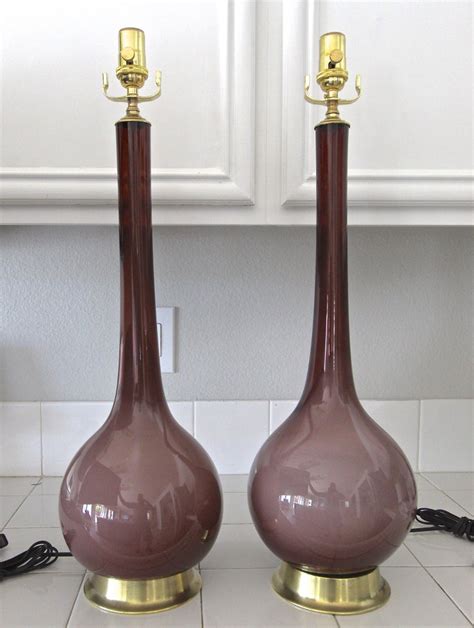 Pair Of Purple Cased Murano Glass Lamps At 1stdibs