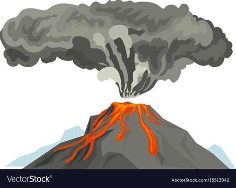 Volcano Magma Nature Blowing Up With Smoke Vector Image