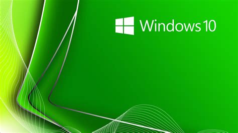 Windows 10 Logo In White Wavy Lines Green Background Hd Windows 10