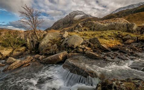 Download Wallpapers Snowdonia National Park Mountain River Autumn