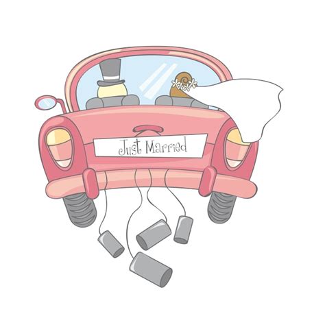 Premium Vector Just Married Car Isolated Vintage Vector Illustration