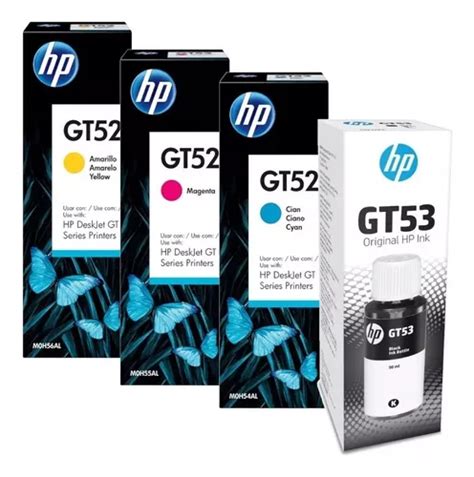 Pack 4 Tintas Originales Hp Gt53 Negro Gt52 Colores Cuotas Sin