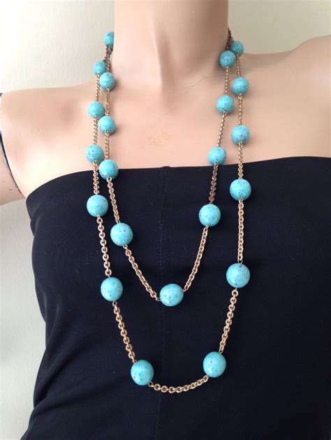 Vintage Turquoise Bead Necklace Etsy
